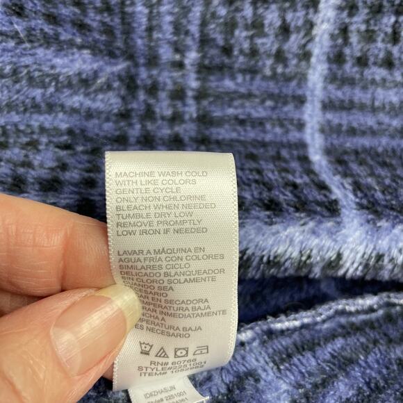 Tommy Bahama Plush Robe Mens L/XL Blue Plaid Fleece Belted Embroidered Logo Long - Picture 6 of 10